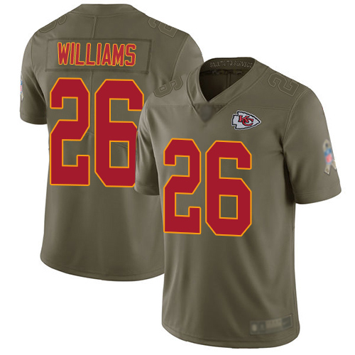 Men Kansas City Chiefs #26 Williams Damien Limited Olive 2017 Salute to Service Football Nike NFL Jersey->youth nfl jersey->Youth Jersey